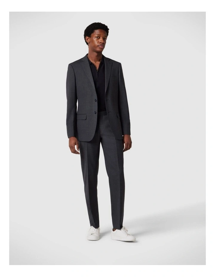 Regular Stretch Wool Blend Tailored Pant in Dark Grey