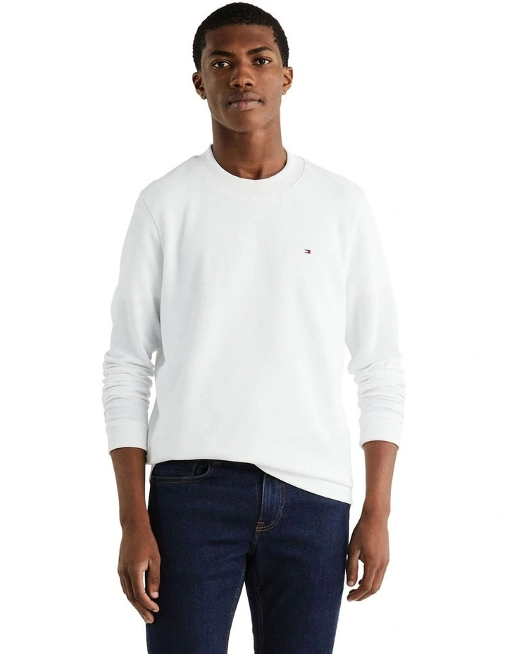 Textured Long Sleeve Tee in White