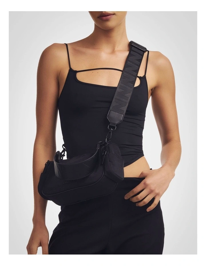 The Rory Nylon Cross Body Bag in Black