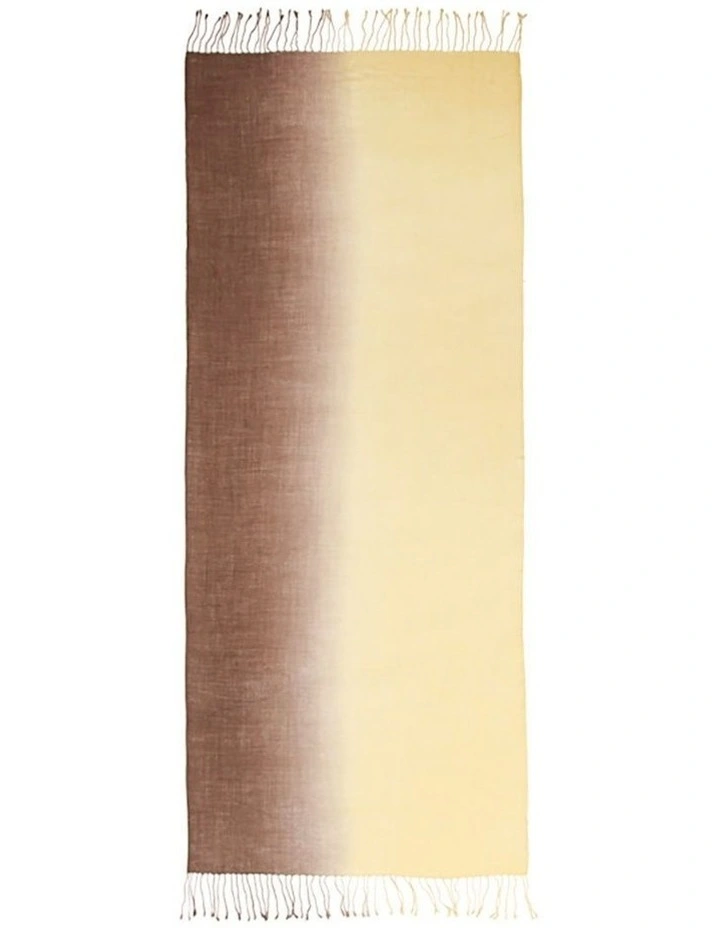 Merino Wool Tie Dye Scarf in Lemon/Brown