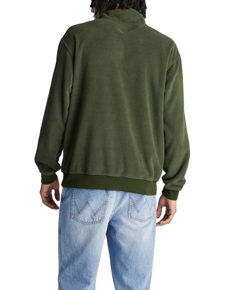 Polar Button Up Sweat Top in Forest Green