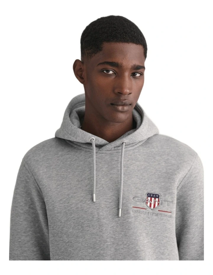 Medium Archive Shield Hoodie in Grey Melange