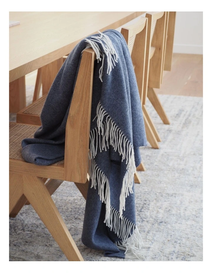 Kensington Throw Blanket in Navy Blue