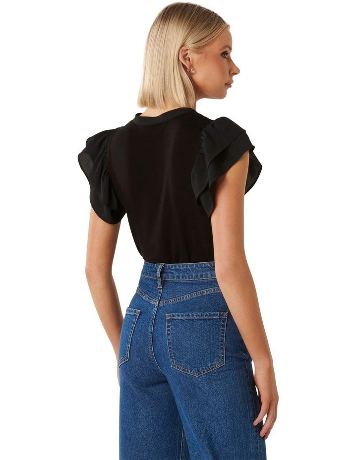 Camila Notched Neck Top in Black