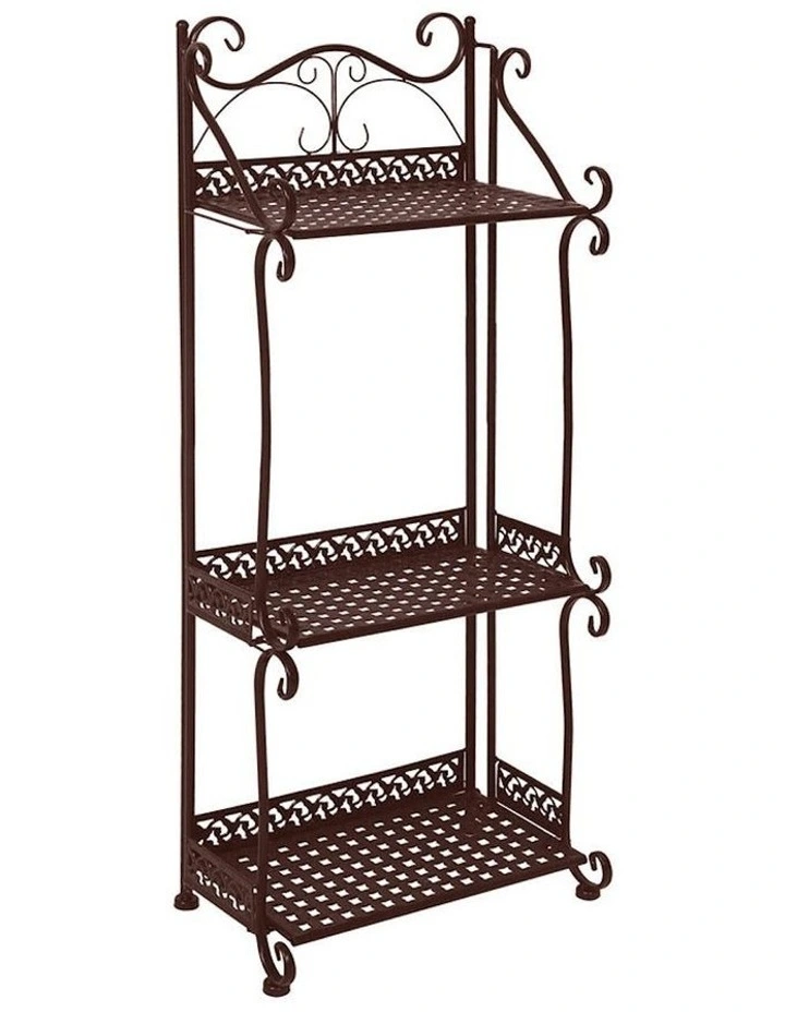 3 Tiers Outdoor Indoor Metal Plant Stand in Brown