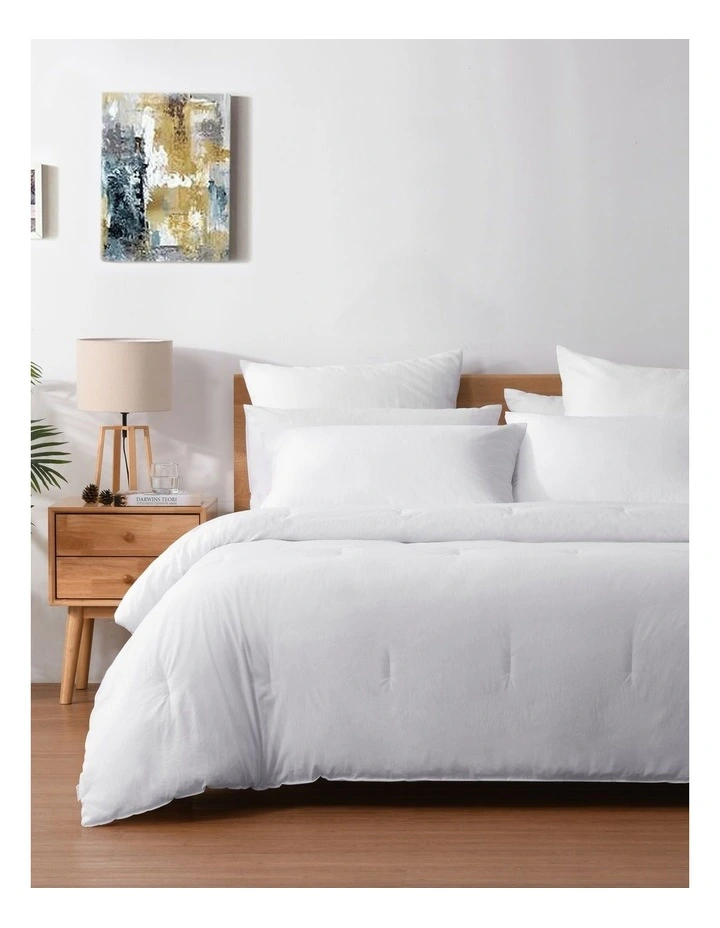 225TC Cotton Washed Comforter Set in White
