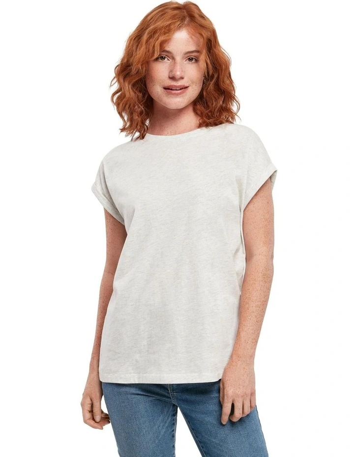 Extended Shoulder Tee in Light Grey