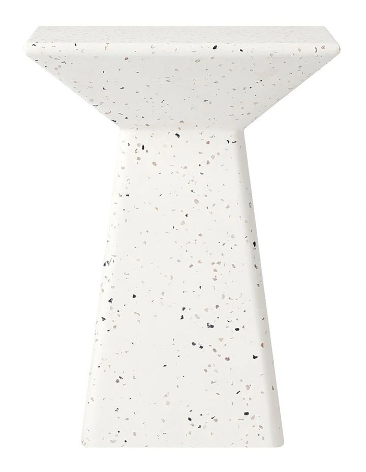 Toledo Terrazzo Side Table Stool Speckle 56cm White