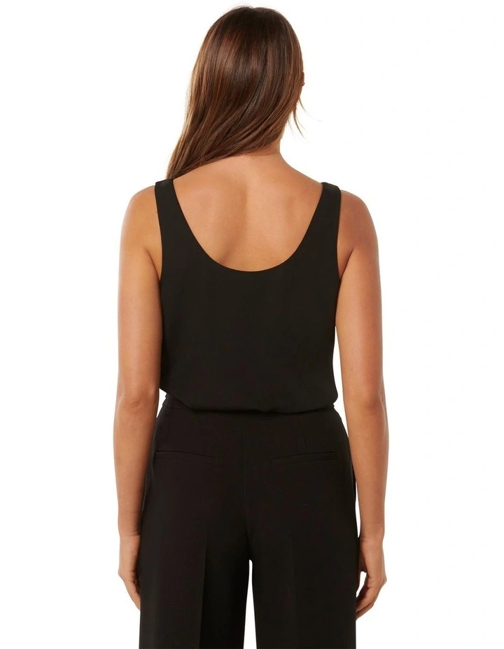 Kalinda Cowl Neck Drape Tank in Black