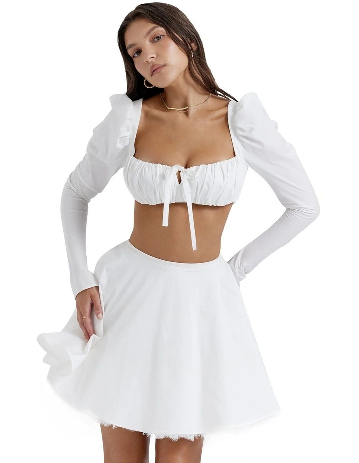 Shira Puff Sleeve Top in White