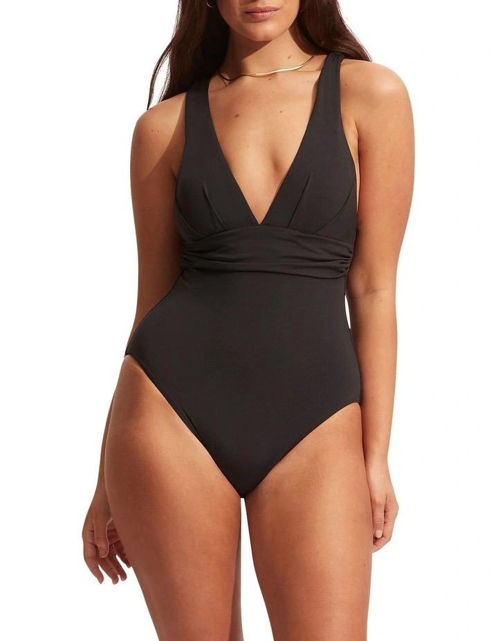 Collective Cross Back One Piece Swimsuit In Black