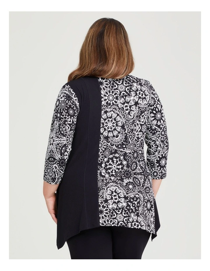 Filigree Spliced Top in Black