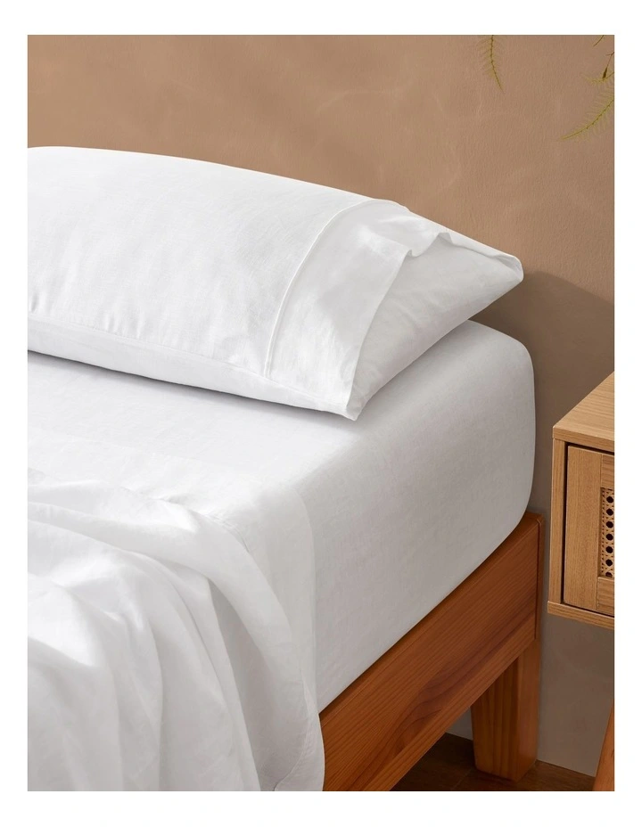 Vintage Washed Hemp Linen Sheet Set in White