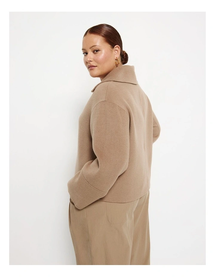 Collared Popover Top in Camel