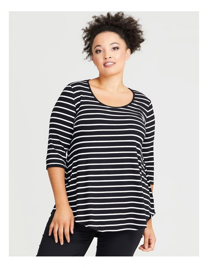 Bamboo Stripe 3/4 Sleeve Top
