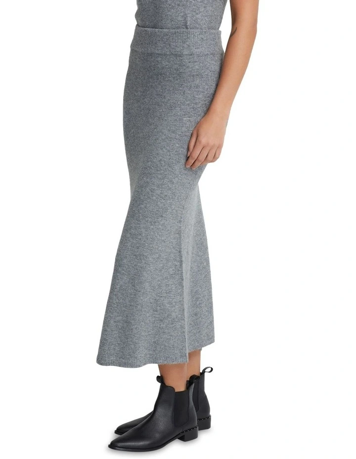Lisa Yak Blend Knitted Skirt in Grey