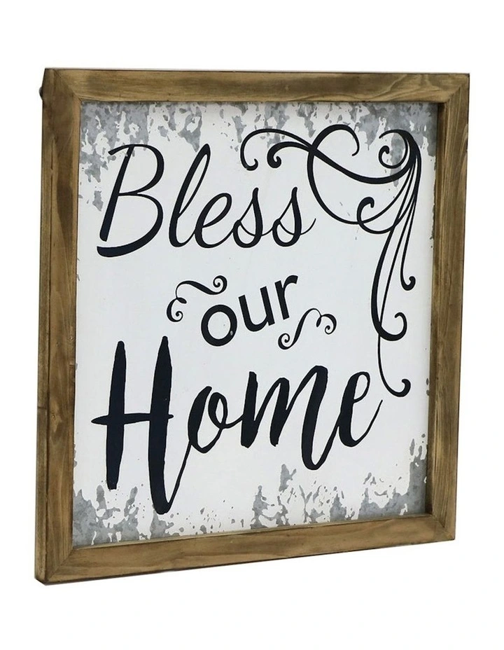 Bless Our Home Framed Wall Art in White/Natural
