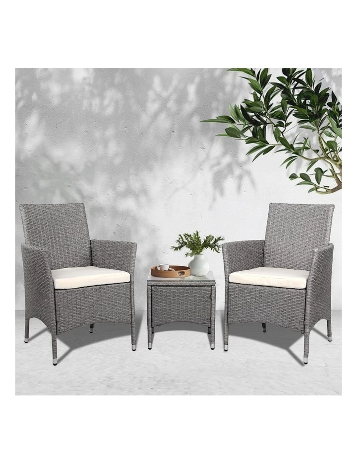 Outdoor Chair and Table Set 3 Piece in Multi