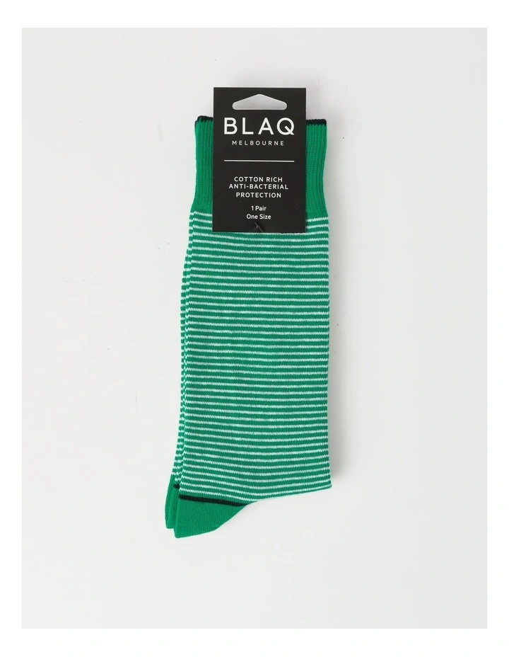 Fine Stripe Cotton Socks in Green