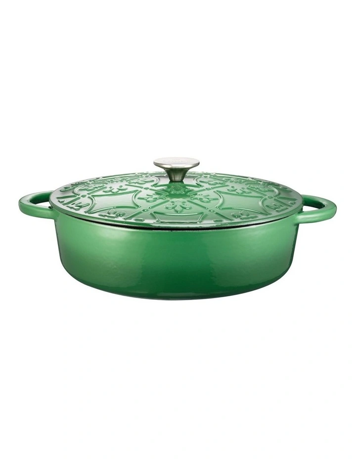 Cast Iron Saute with Lid 28cm/4.0lt Heritage Green