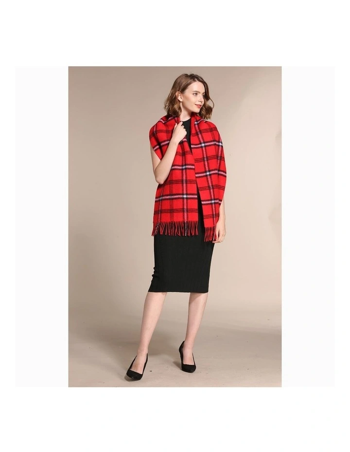 Australian Merino Wool Reversible Scarf in Red