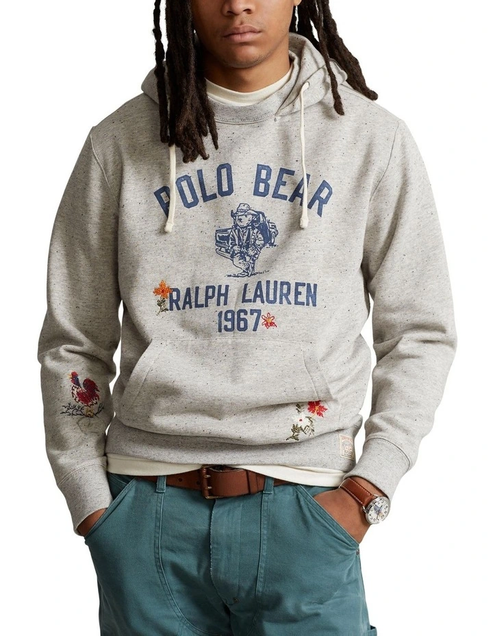 Polo Bear Fleece Hoodie in Grey