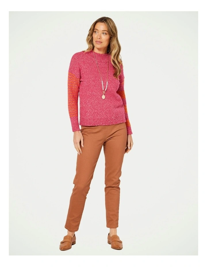 Striped Sleeve Jumper in Red