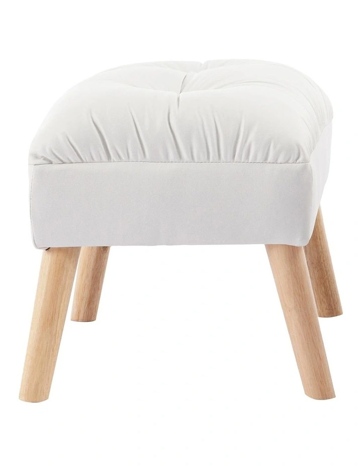 Accent Ottoman Chair Footstool Leathaire Vanity Makeup Stool Lounge in White