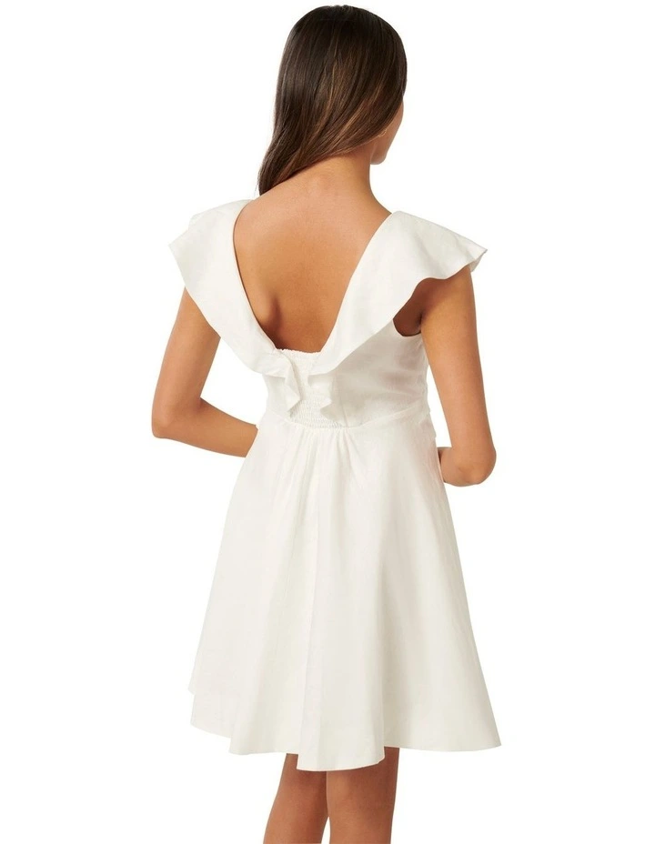 Maddie Twist Front Mini Dress in White