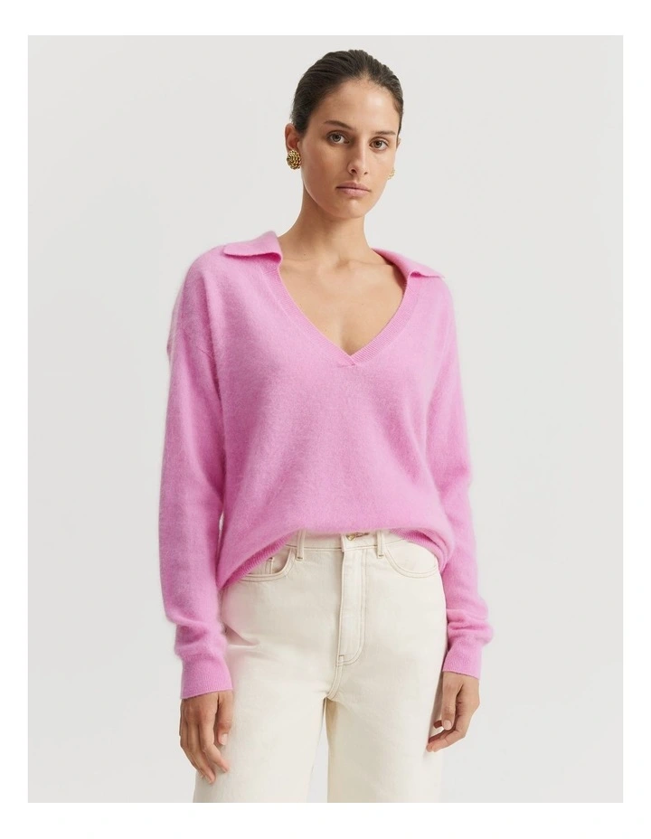 Gcs-certified Brushed Cashmere Polo in Rosetta