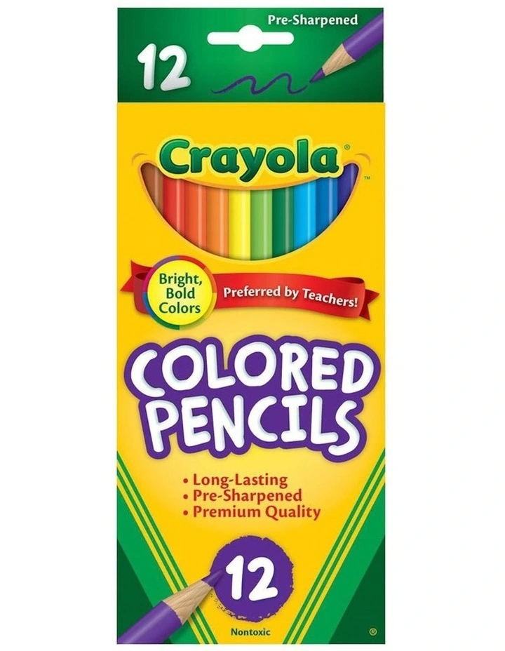 Full Sized Coloured Pencils 12 Pack (3 Years) in Multi
