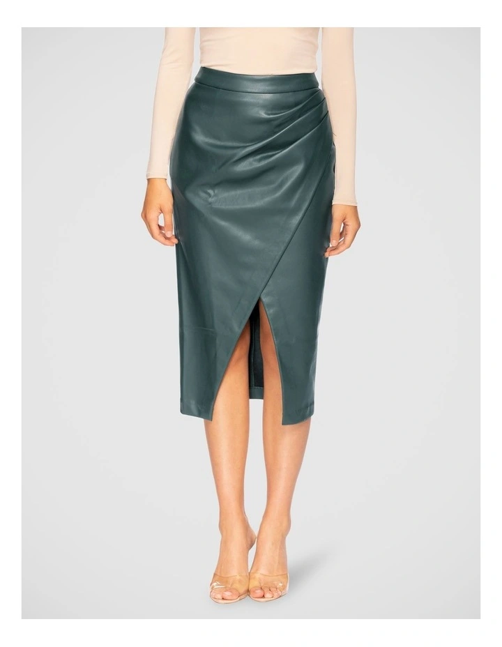 Rowan Vegan Leather Skirt in Emerald