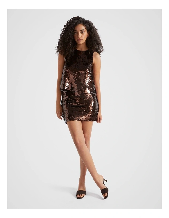 Sequin Crop Top in Deep Raisin