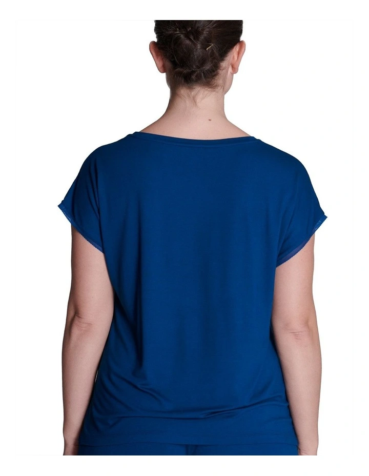 Aurore Short Sleeve Night Top in Blue