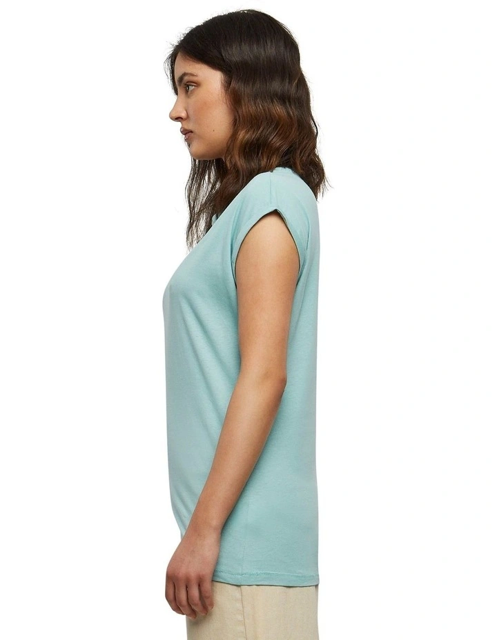 Extended Shoulder Tee in Blue Mint