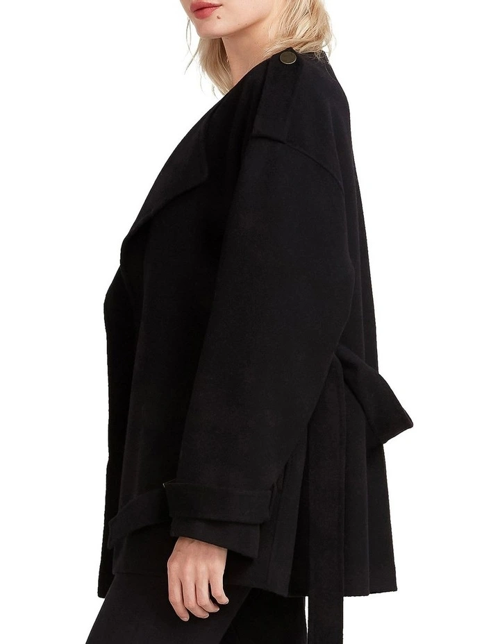 Let Me Go Collarless Coat in Black