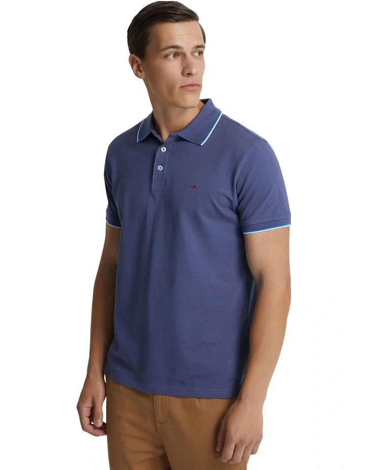 Derek Pique Tipping Polo Shirt in Navy
