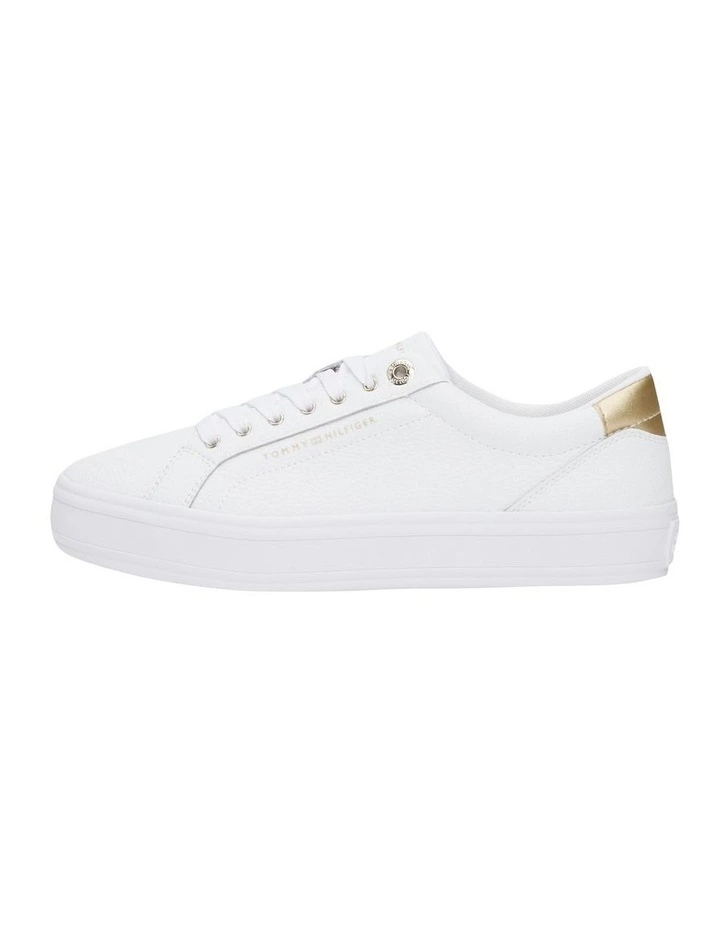 Essential Metallic Heel Lace-Up Sneaker in White