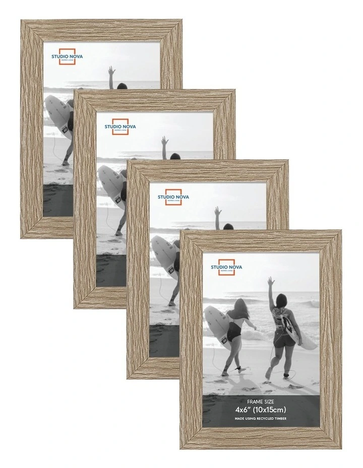 Premium Natural Picture Photo Frame Set of 4 4x6inch in Oak