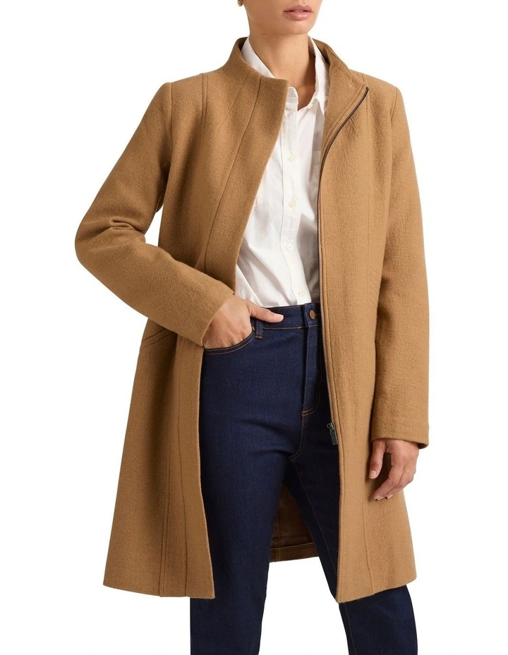 Madison Felted Wool Coat in Camel