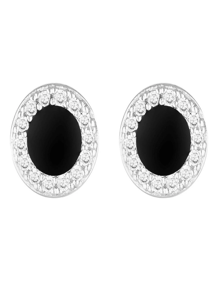 Reflection Enamel Stud Earrings in Silver/Black