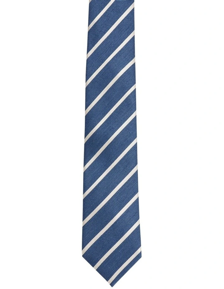 Modern Stripe Tie in Mid Blue