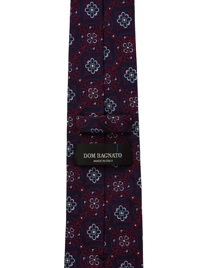 Mosaico Foulard Silk Tie in Red