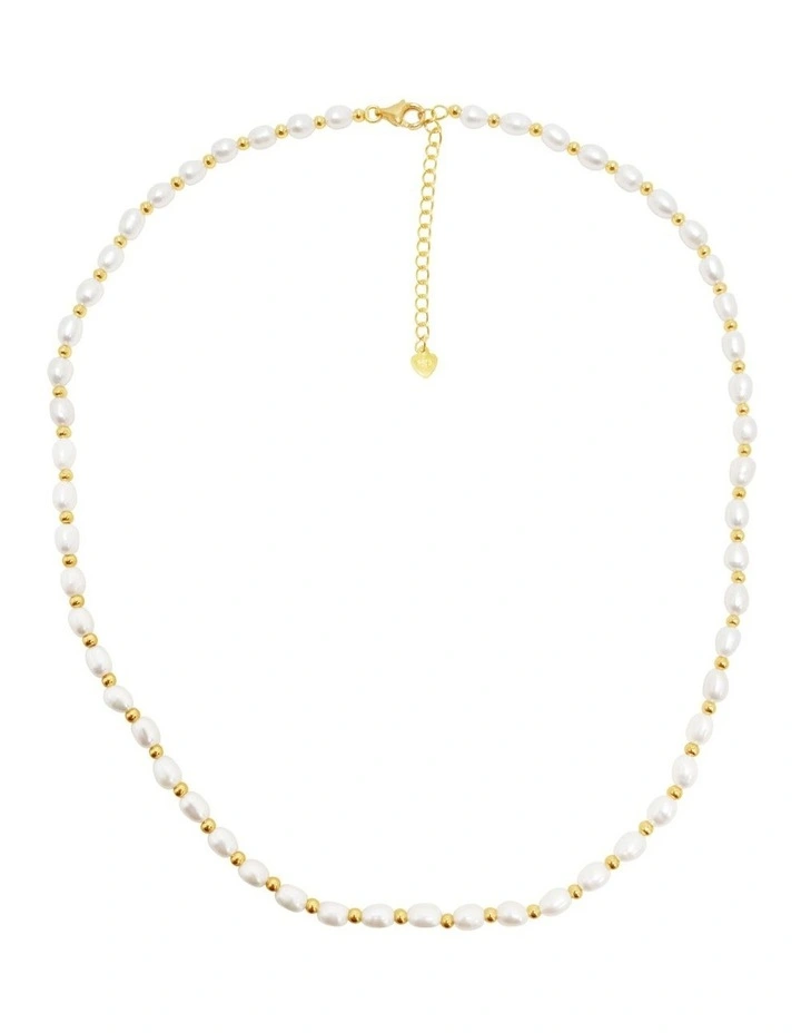 Dainty Pearl & Gold Necklace in White