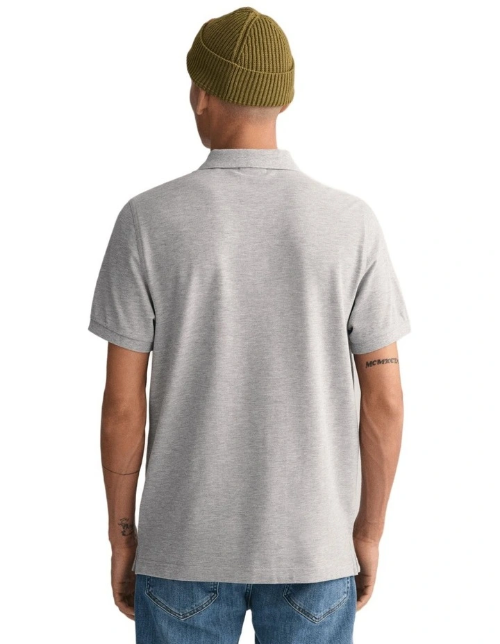 Regular Fit Shield Piqu Polo Shirt in Grey Melange