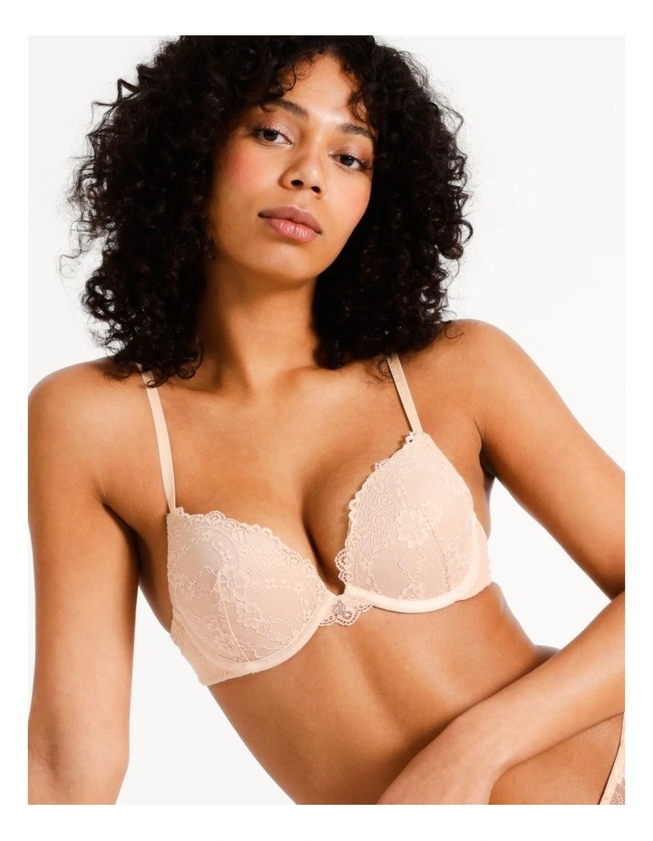 Lace Comfort Contour Push Up Bra in Beige