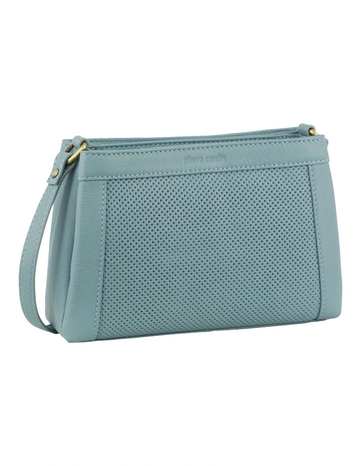 Perforated Design Leather Cross-Body Bag in Blue