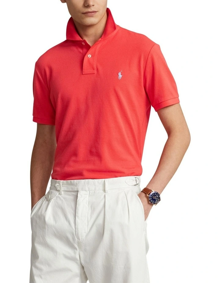 Custom Slim Fit Mesh Polo Shirt in Red