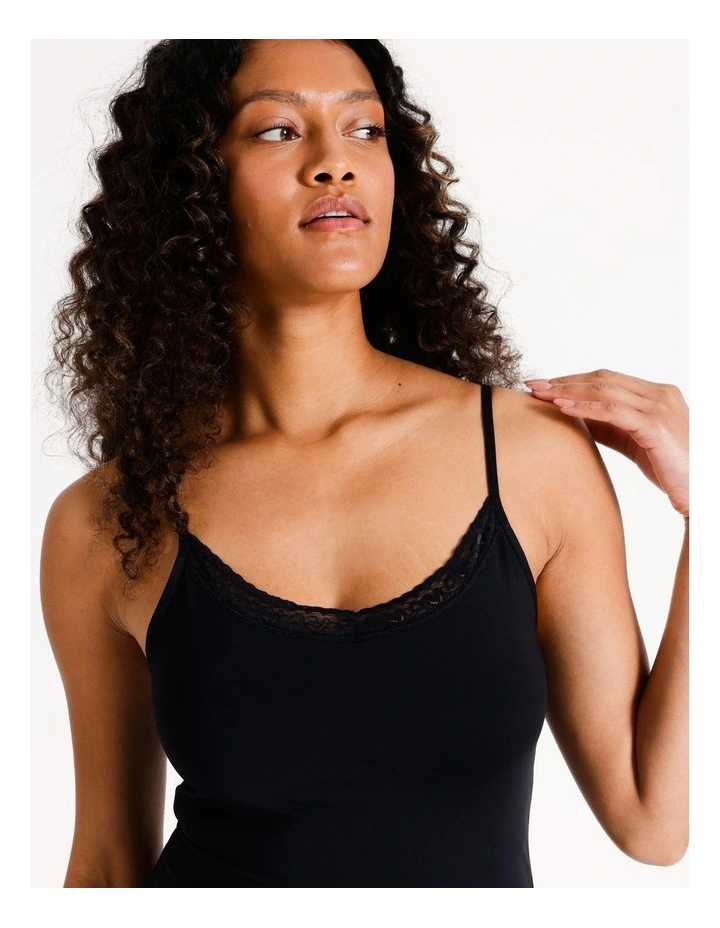 Smooth With Lace Cami in Black