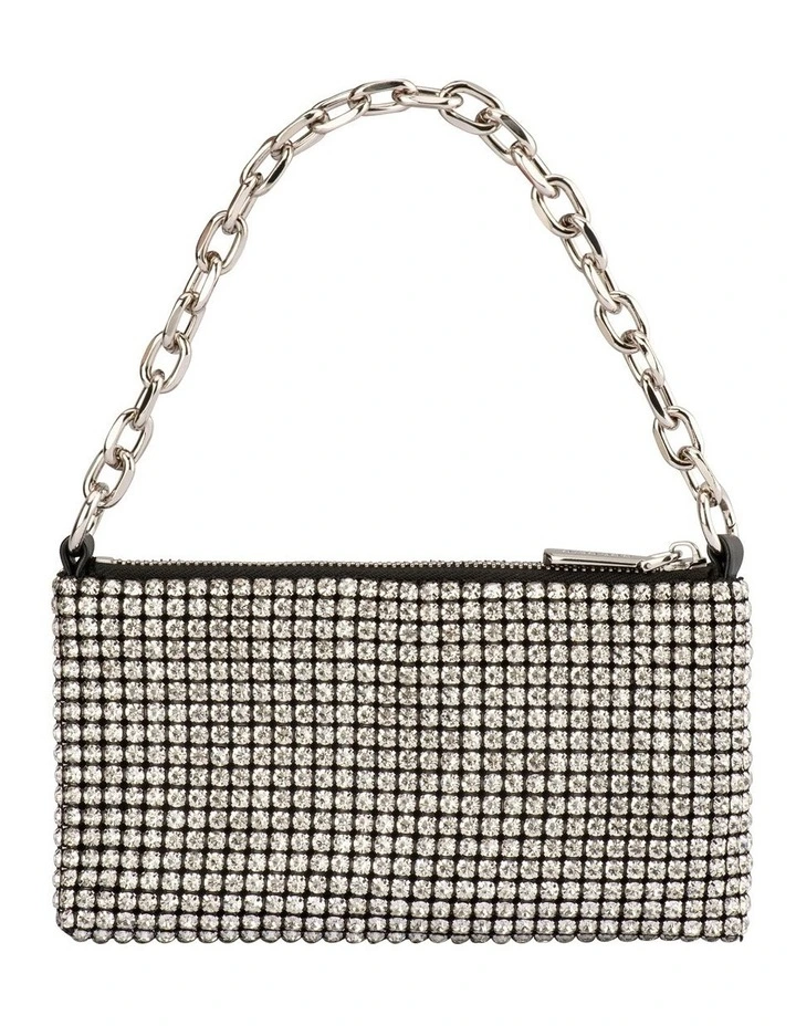 Catalina Crystal Shoulder Bag in Black/Silver